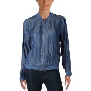 ALISON ANDREWS BLUE DENIM COATED BOMBER JACKET XS